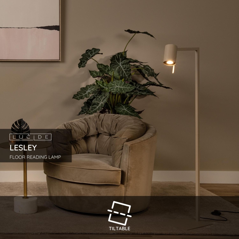 Lucide LESLEY - Stojacia lampa na čítanie - 1xGU10 - Taupe